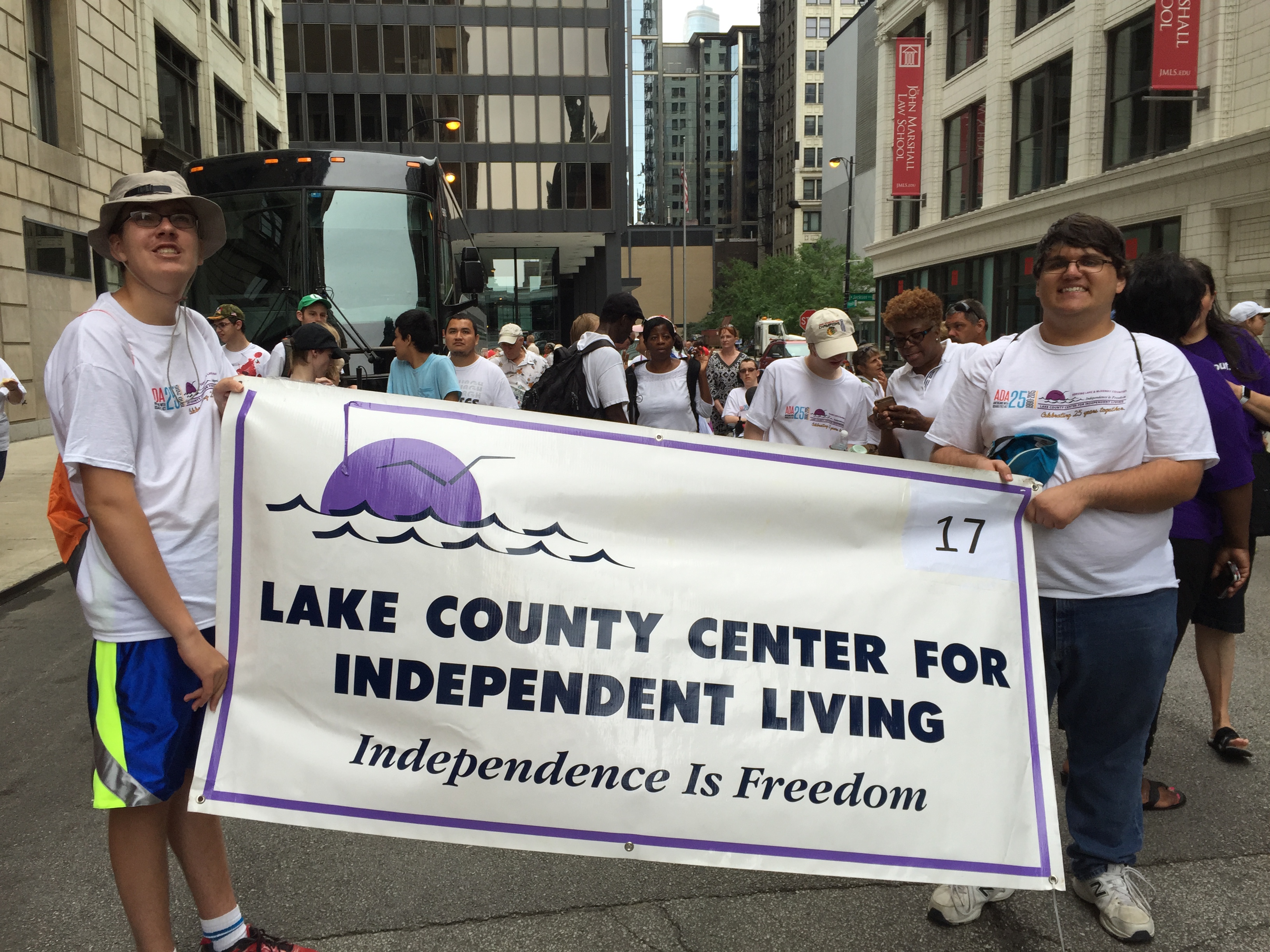 Voyager Interns holding banner during Disability Pride Parade
